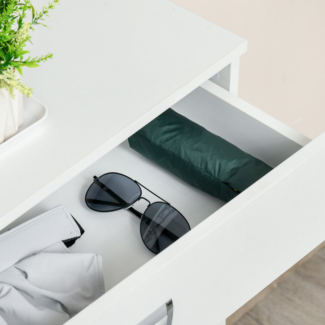 Shoe Cabinet, Slim Shoe Storage Cabinet with Drawer, 2 Flip-up Doors and Adjustable Shelf, Narrow Shoe Cupboard for 16 Pairs of Shoes for Entryway, Hallway, White