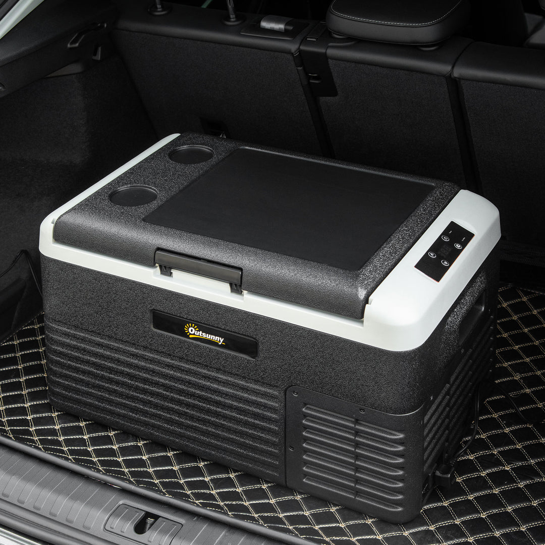 Outsunny 30L Car Refrigerator, Portable Compressor Car Fridge Freezer, Electric Cooler Box with 12/24V DC and 110