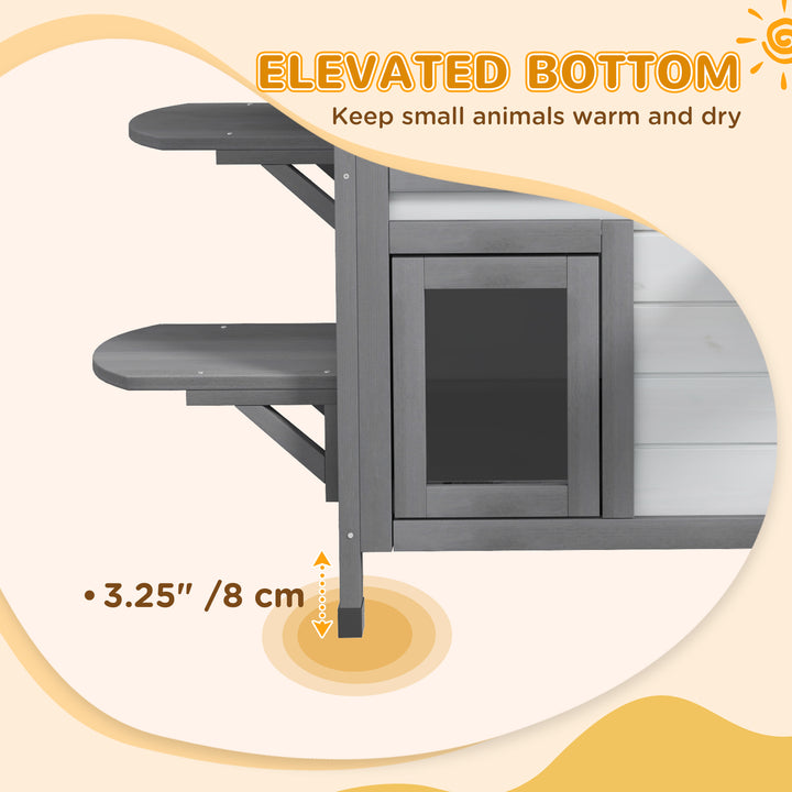 PawHut 2-Storey Indoor or Outdoor Wooden Cat Enclosure Kitty Shelter with Escape Door, Openable Weatherproof & Waterproof Roof, White | Aosom UK