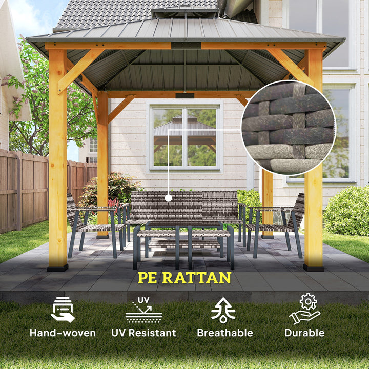Six-Piece Rattan Garden Sofa Set - Grey