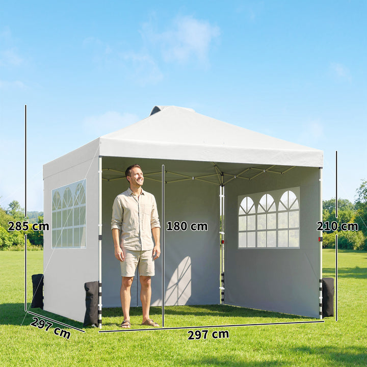 Pop Up Gazebo Waterproof Height Adjustable Canopy with 3 Sidewalls Whe