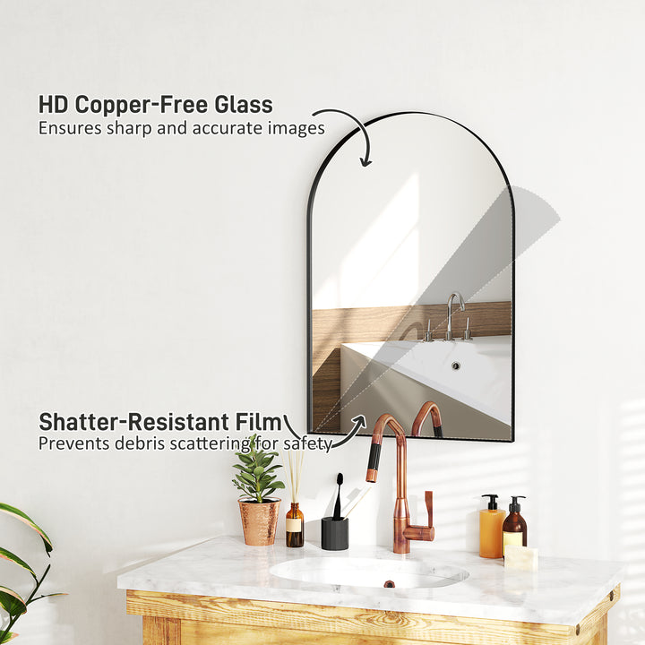 60 x 90cm Arched Home Mirror - Black