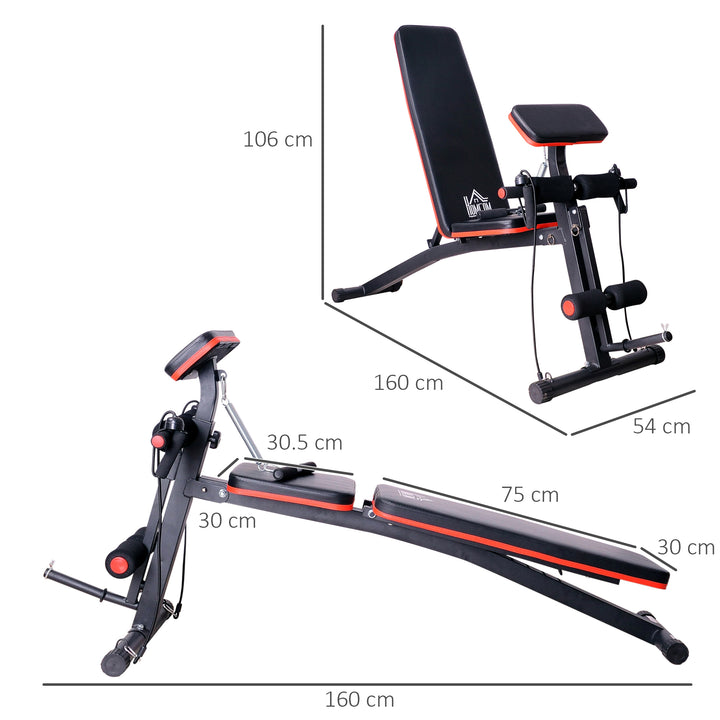 Foldable Weight Bench, Adjustable Strength Training Sit Up Ab Bench, Incline/Decline, Red