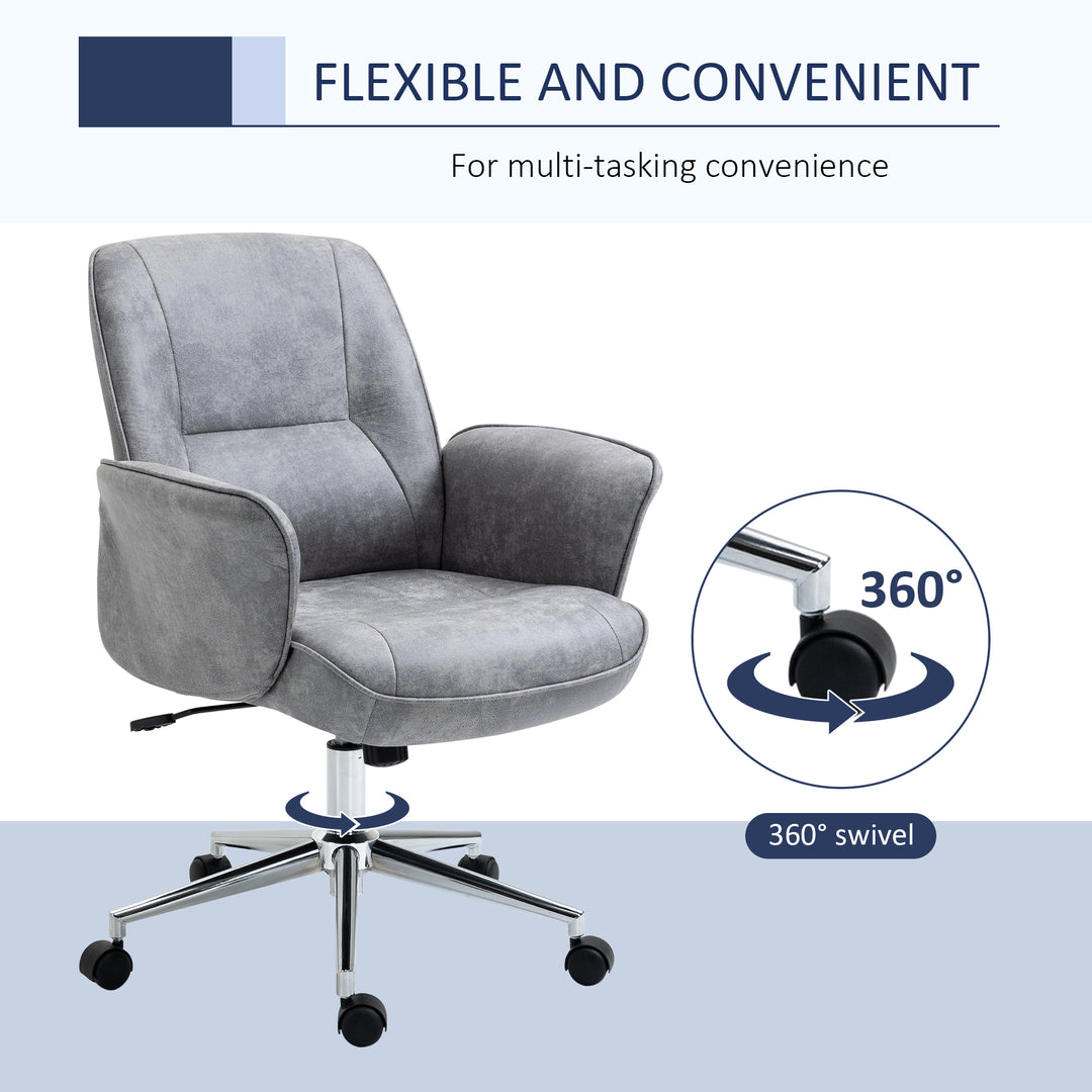 Swivel Computer Office Chair Mid Back Desk Chair for Home Study Bedroom, Light Grey