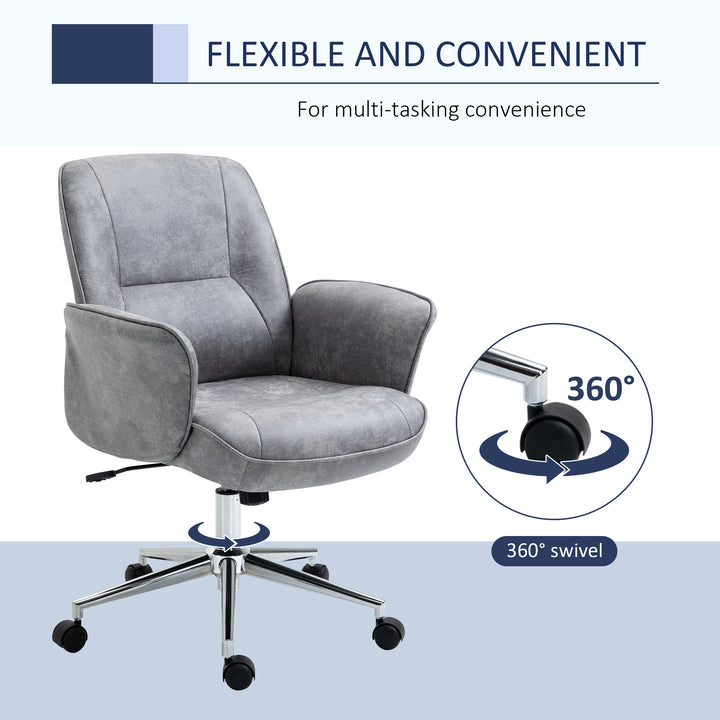 Swivel Computer Office Chair Mid Back Desk Chair for Home Study Bedroom, Light Grey