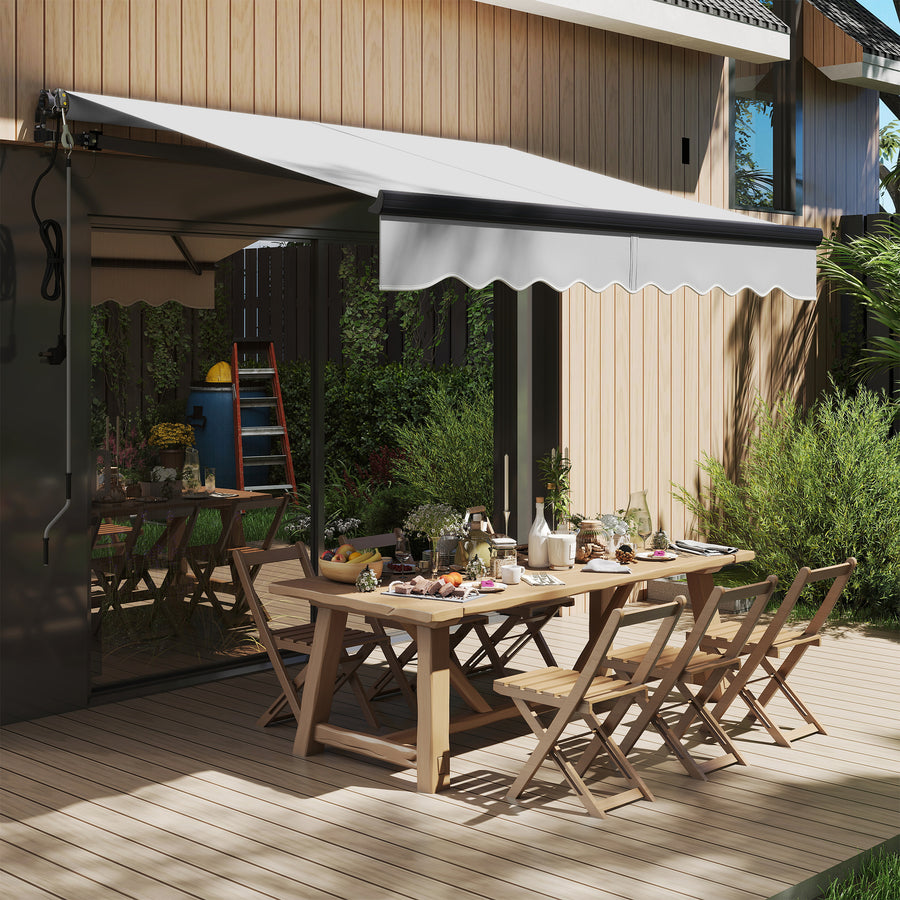 2.5 x 2m Electric Awning with Remote Controller, Aluminium Frame DIY Retractable Awning, UV30+ Sun Shade Canopy for Garden Patio Deck Door Window, Light Grey