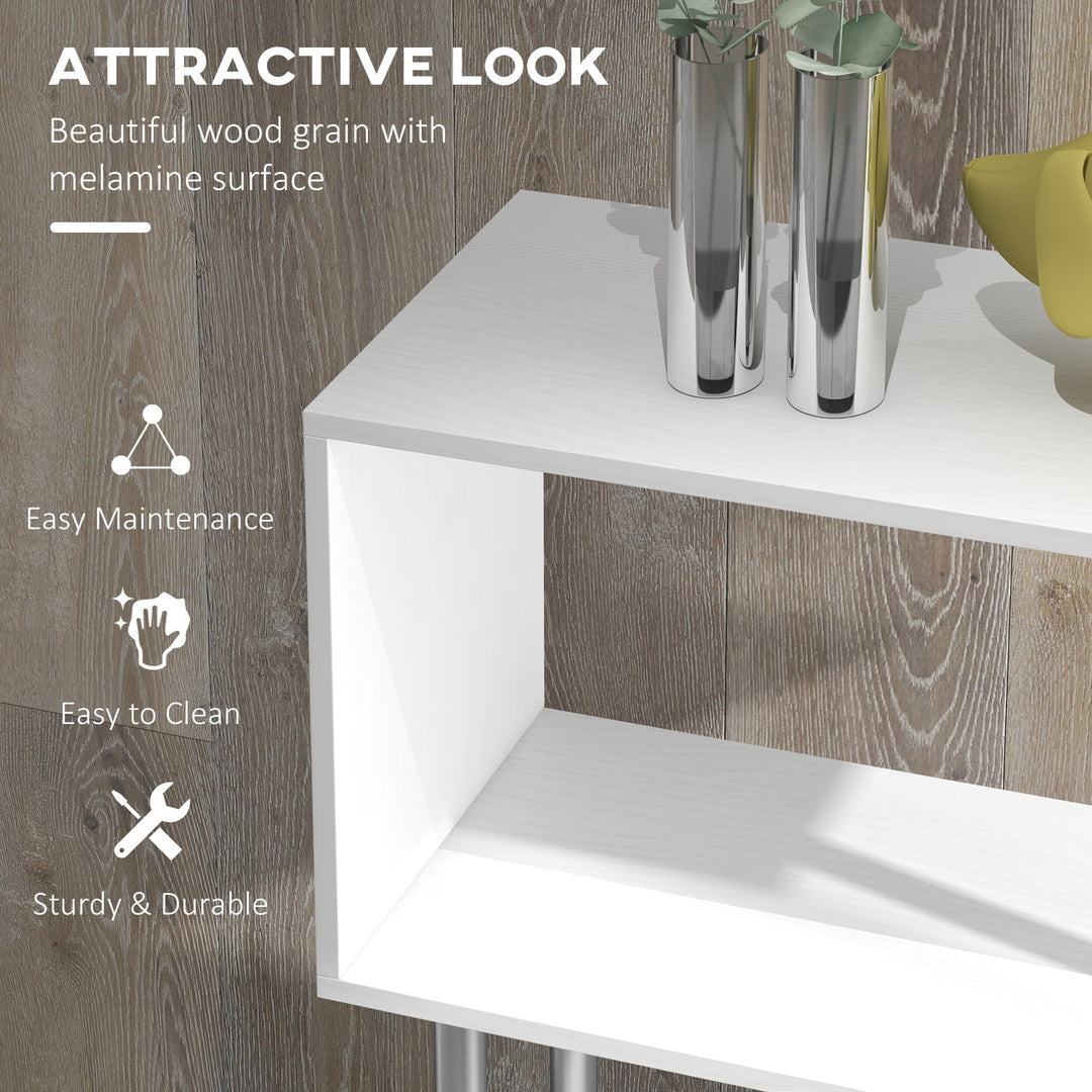 MCL S Shape Bookcase, 5 Tiers Bookshelf, Modern Freestanding Storage Shelf for Home Office, Study, Living Room, 80 x 30 x 145cm, White