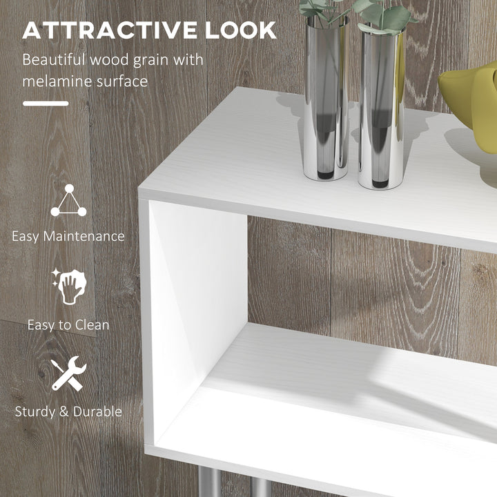 MCL S Shape Bookcase, 5 Tiers Bookshelf, Modern Freestanding Storage Shelf for Home Office, Study, Living Room, 80 x 30 x 145cm, White