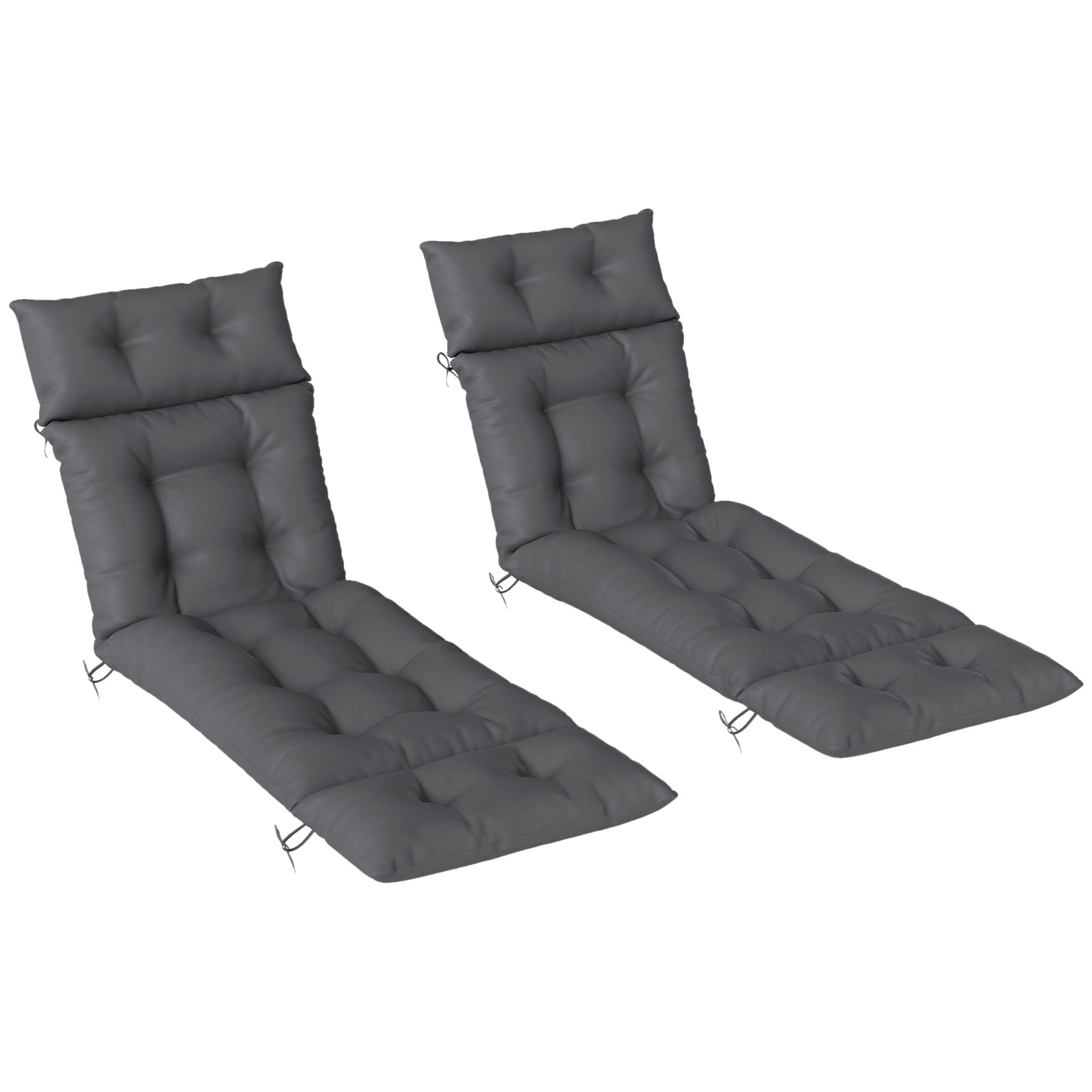 Set of Two 190 x 56cm Sun Lounger Cushions - Dark Grey