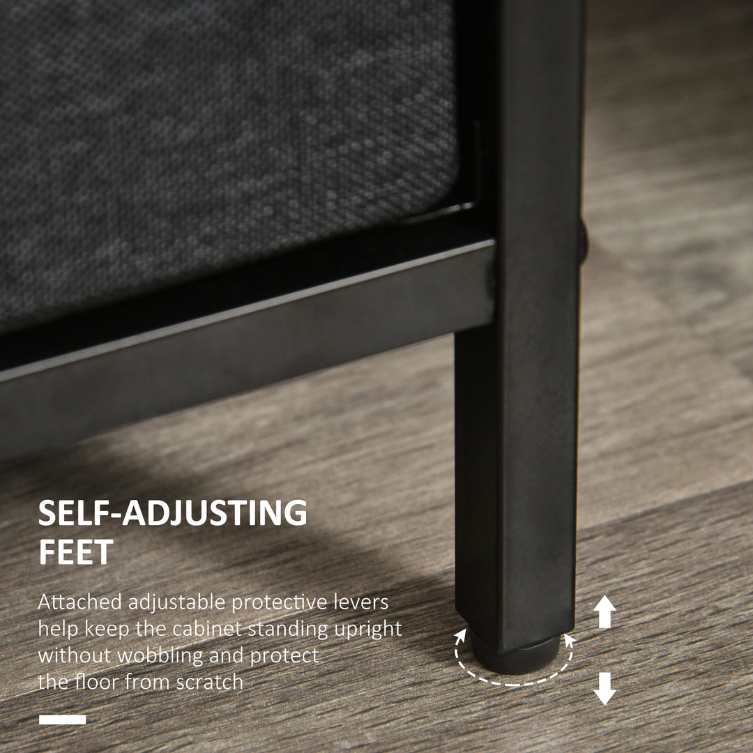 MCL 4 Drawer Storage Chest Unit Home Cabinet w/ Shelves Home Living Room Bedroom Entryway Living Furniture, Black