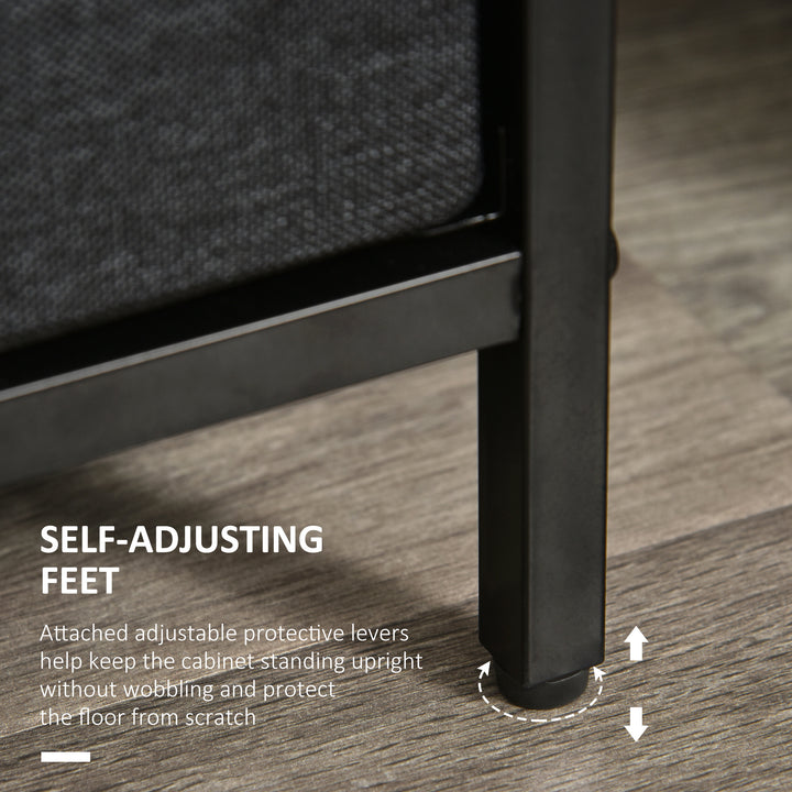 MCL 4 Drawer Storage Chest Unit Home Cabinet w/ Shelves Home Living Room Bedroom Entryway Living Furniture, Black