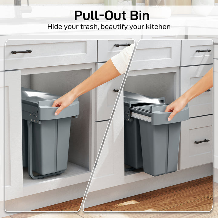 2 Removable Recycling, ContaineUnder-Sink Kitchen Trash Bin, Smooth Sl