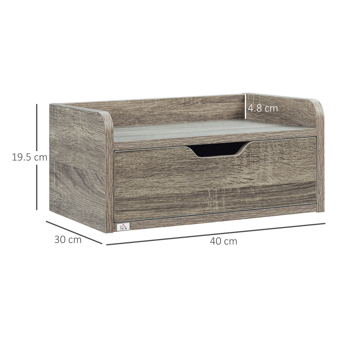 Floating Nightstand Set of 2 Wall Mounted Bedside Table with Storage Drawer for Bedroom, Grey
