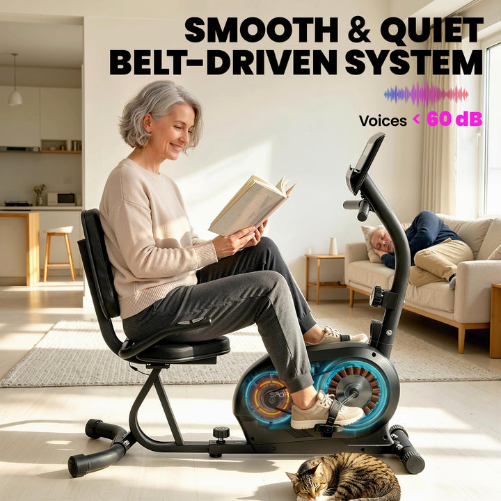 Recumbent Exercise Bike for Home, Stationary Bike with Bluetooth, App 