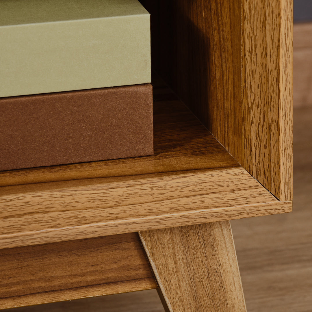 MCL Modern Bedside Table Nightstand, Living Room End Table, Side Table with Drawer and Shelf, Walnut Brown