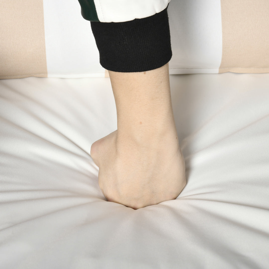 MCL 3 Pieces Rattan Bistro Set, Wicker Garden Furniture Set, Glass Top 2-tier Coffee Table and Chairs Set with Pillows and Washable Cushions for Outdoor, Patio, Balcony, Light Grey