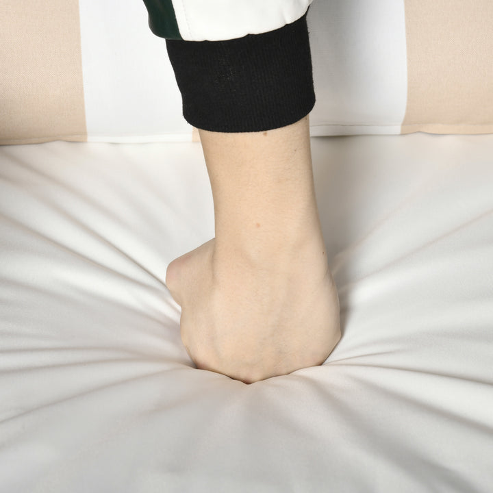 MCL 3 Pieces Rattan Bistro Set, Wicker Garden Furniture Set, Glass Top 2-tier Coffee Table and Chairs Set with Pillows and Washable Cushions for Outdoor, Patio, Balcony, Light Grey