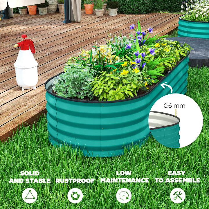 Set of Two 150 x 60cm Steel Planters - Green