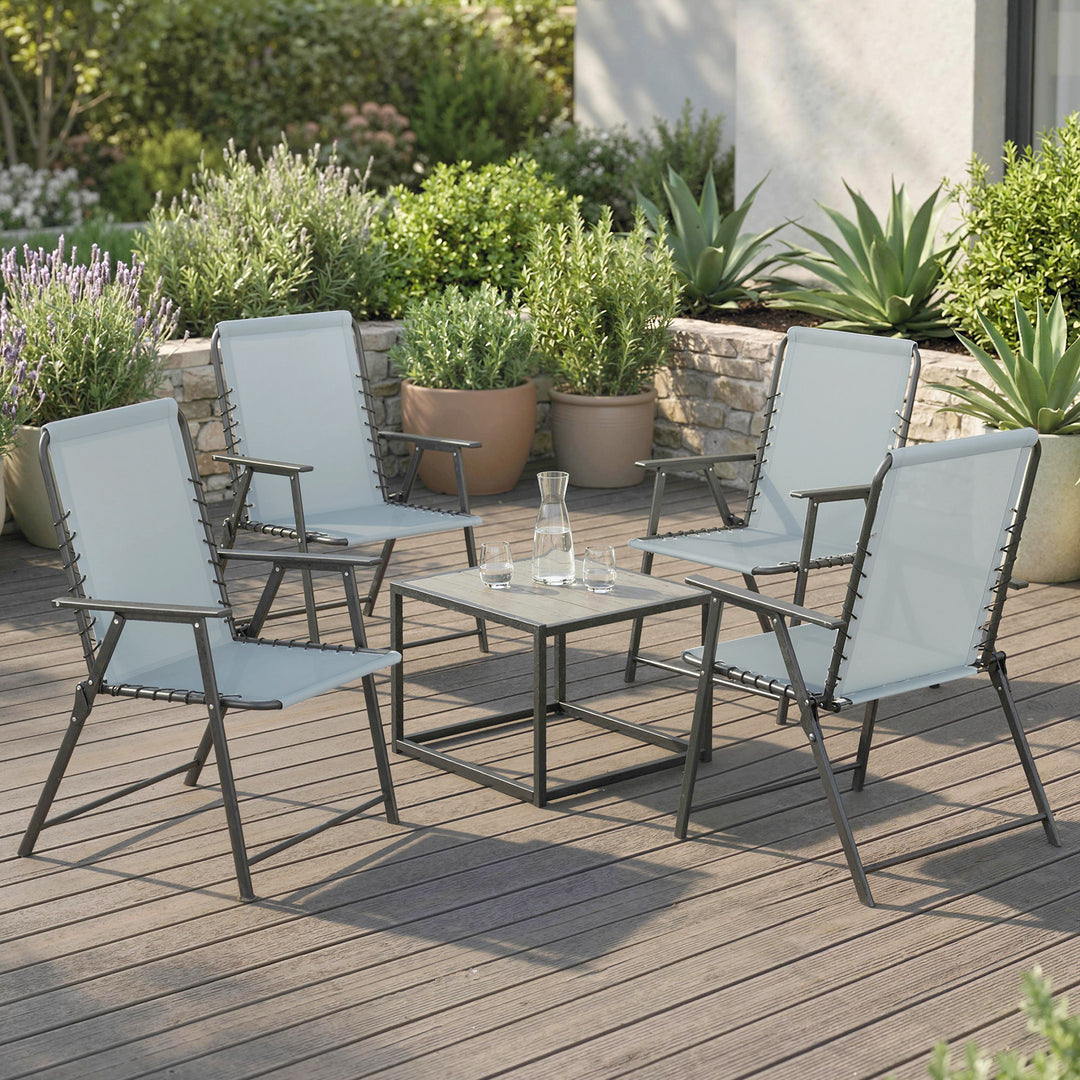 Folding Garden Chairs Set of 4, Outdoor Dining Chairs with Wide Textel