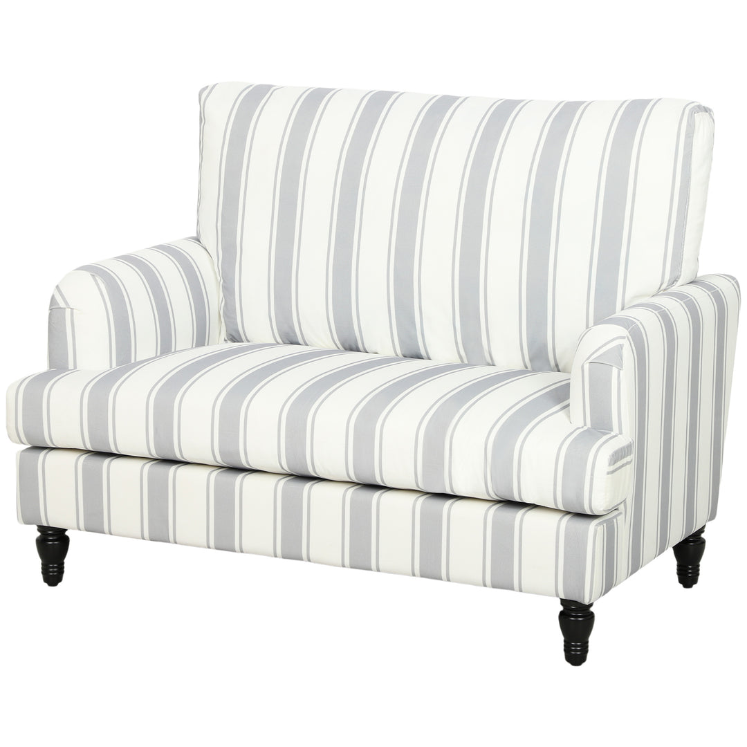 Modern Cuddle Chair, Velvet Single Sofa Armchair with Stripe, Turned Legs and Wide Seat, Upholstered Snuggle Chair for Living Room, Bedroom - Grey