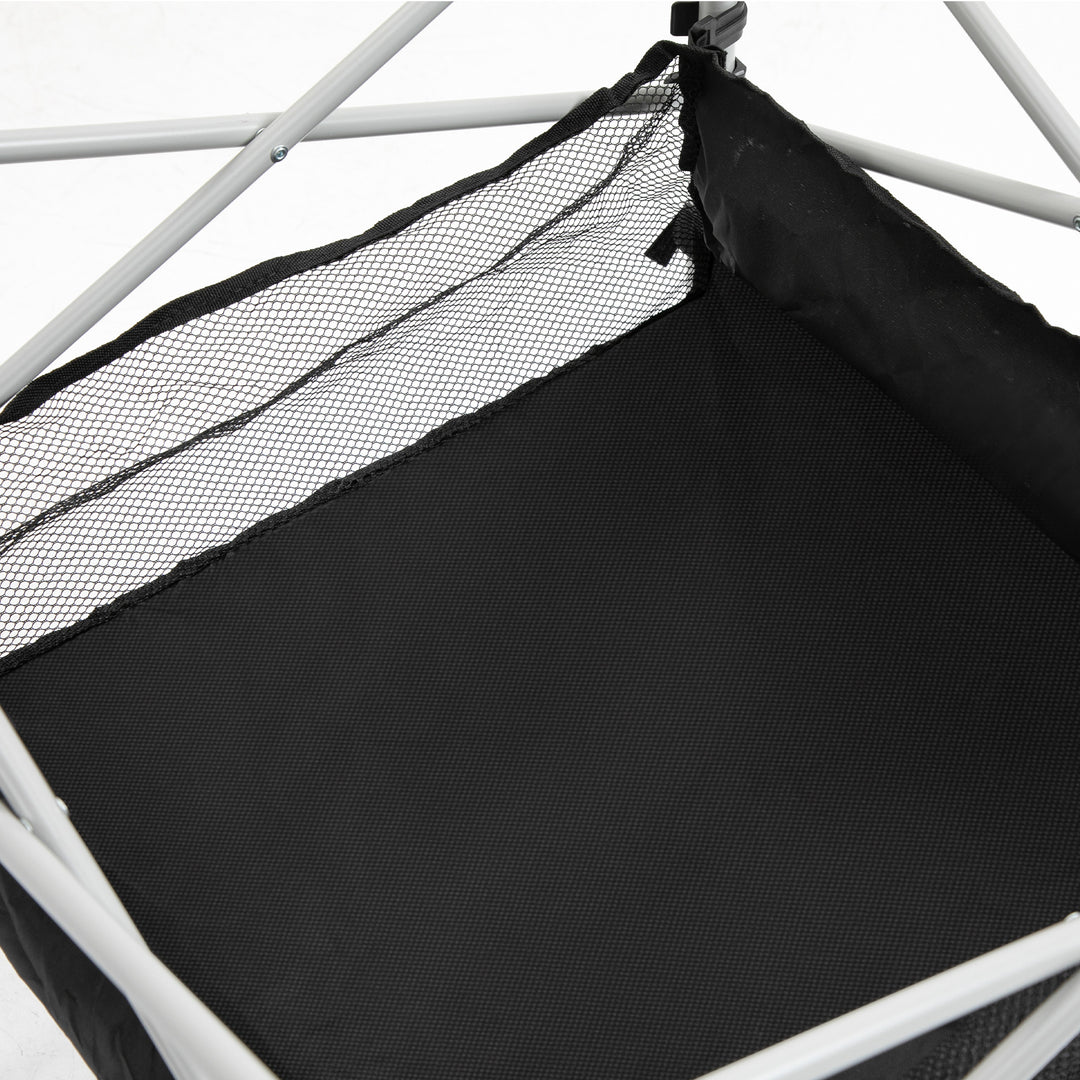 MCL Portable Camping Table w/ Mesh Bag & Steel Frame Hiking Furniture Desk, Silver Black