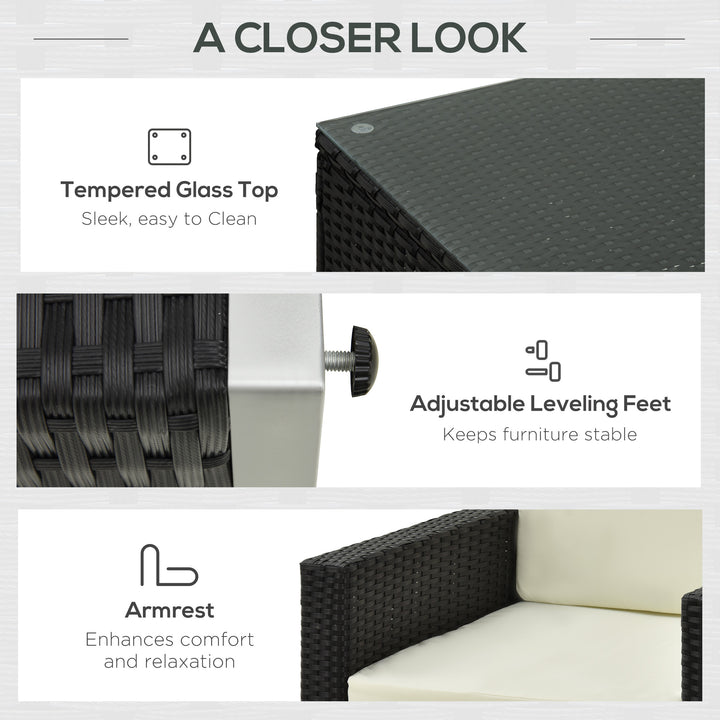 MCL 4-Seater Rattan Sofa Set Garden Rattan Furniture Wicker Steel Chair Seat Furniture Patio Rattan Garden Sofa Black