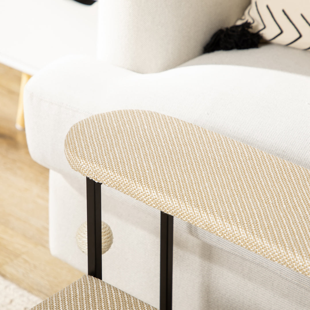 Three-Step Pet Stairs, with Sisal Scratching Board, Toy Hanging Ball, Steel Frame