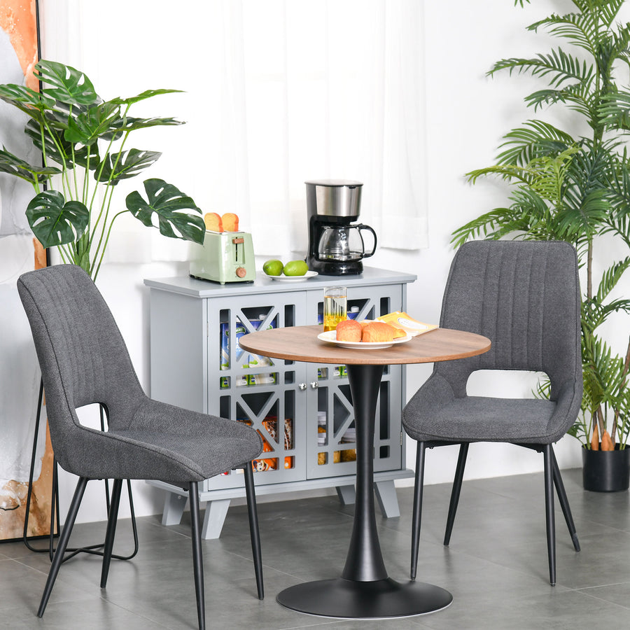 Modern Round Dining Table Leisure Coffee Bistro Table with Metal Base for Kitchen & Dining Room Brown