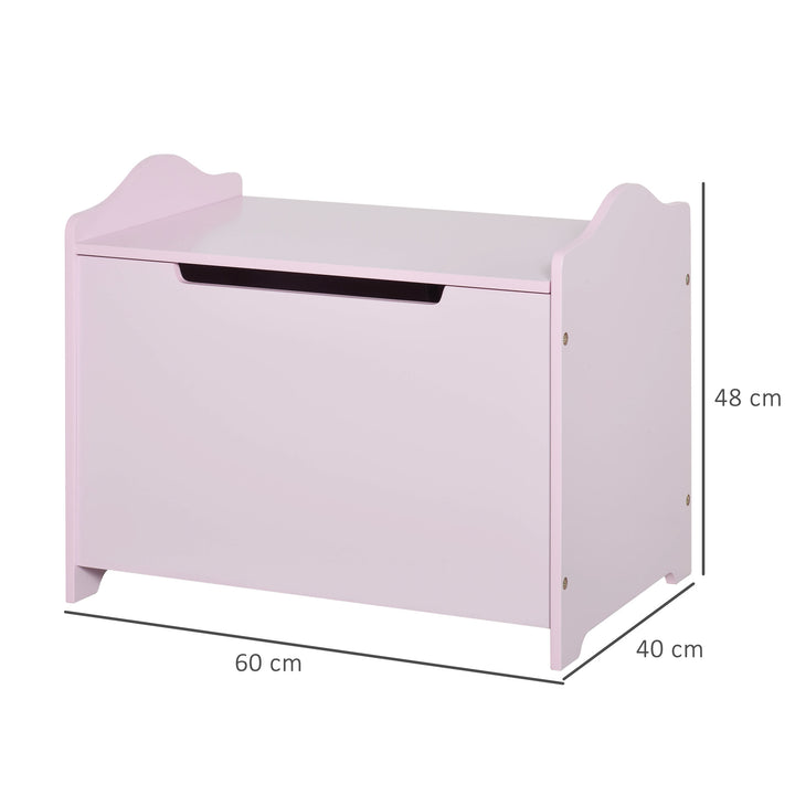 HOMCOM Children's Wooden Toy Box, Playroom Storage Chest with Safety Hinge, 60 x 40 x 48 cm, Pink | Aosom UK