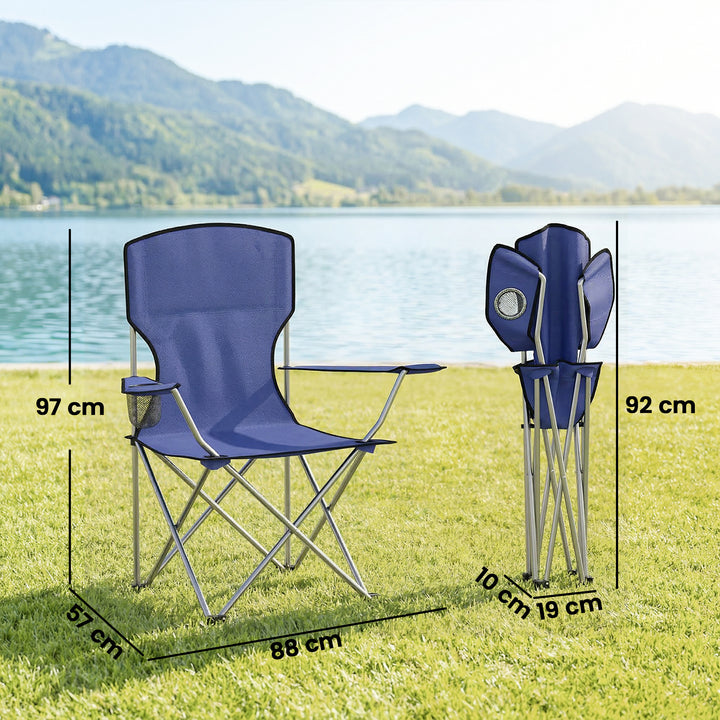 Camping Chair Set of 2 Portable Folding Outdoor Camp Chair with Cup Ho