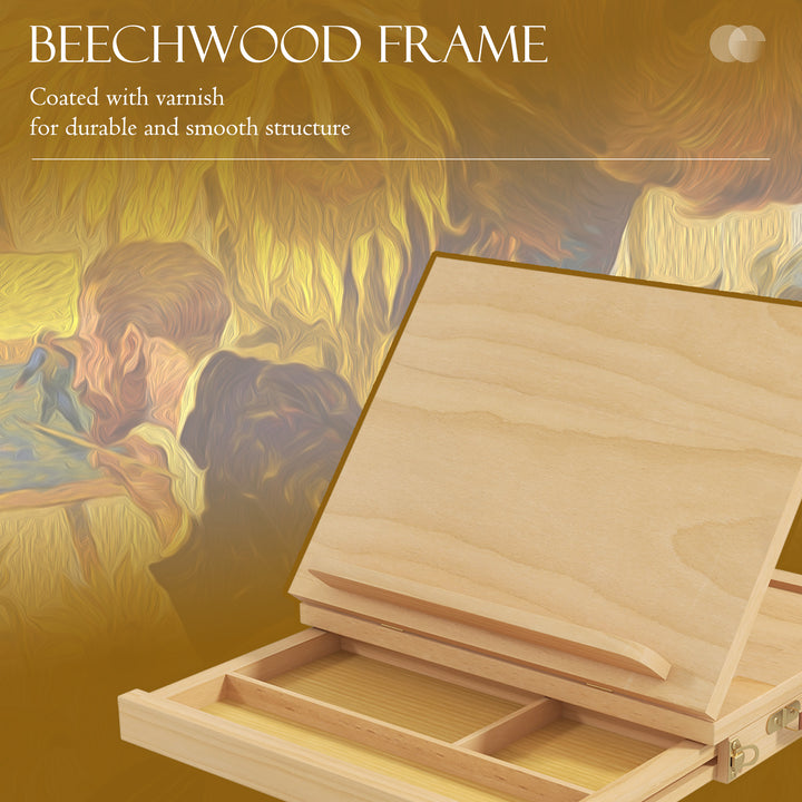 Wooden Table Easel Box with Storage Portable Folding Artist Easel, Natural