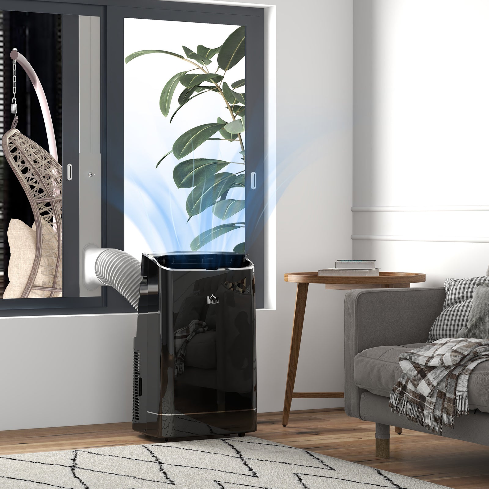 14000 BTU Mobile Air Conditioner, 35m², Smart Home WiFi, with Dehumidifier, Fan, 24H Timer, Window Kit, Black