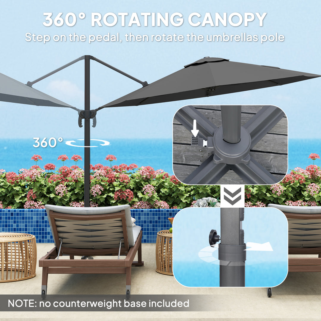 3 x 3m Overhanging Cantilever Parasol - Black