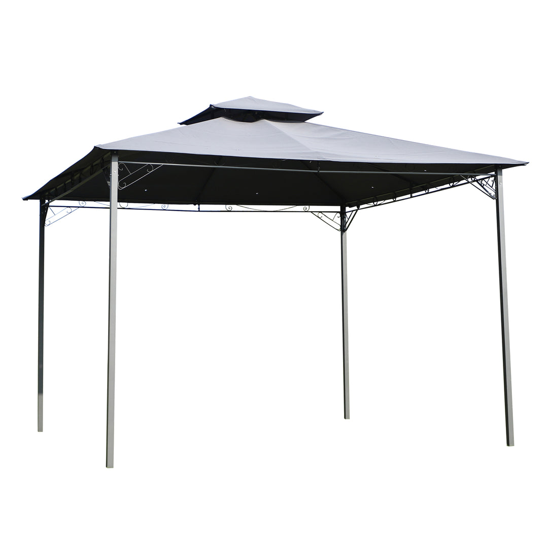 3x3(m) Outdoor Patio Gazebo Steel Canopy Tent Pavilion 2-Tier Roof Top Garden Sunshade Grey