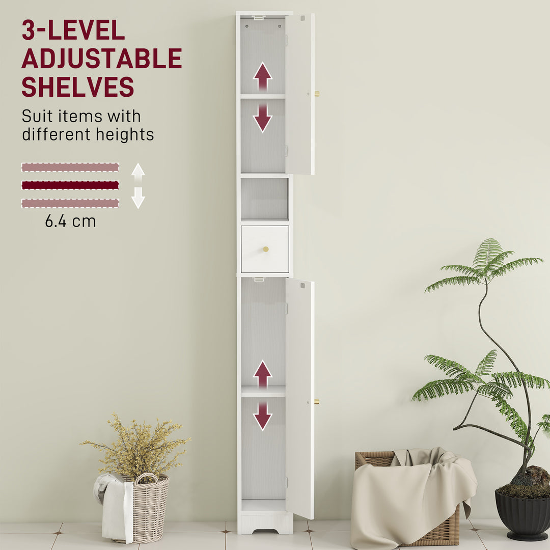 185 cm Tall Bathroom Cabinet with Arched Doors - White