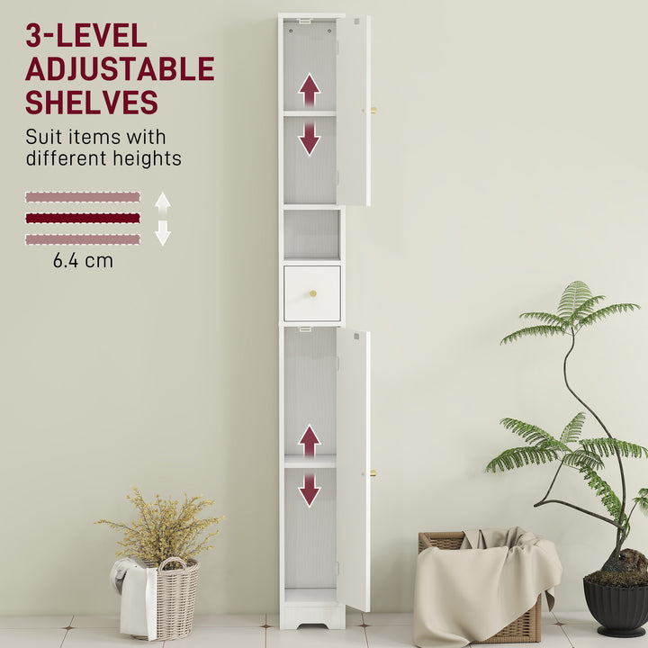 185 cm Tall Bathroom Cabinet with Arched Doors - White