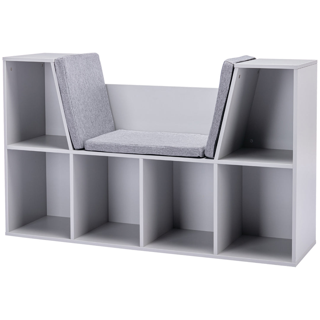 Kids Bookcase Shelf Storage Cabinet Unit, Living Room Sideboard w/ Six Compartments for Toys, Books - Grey