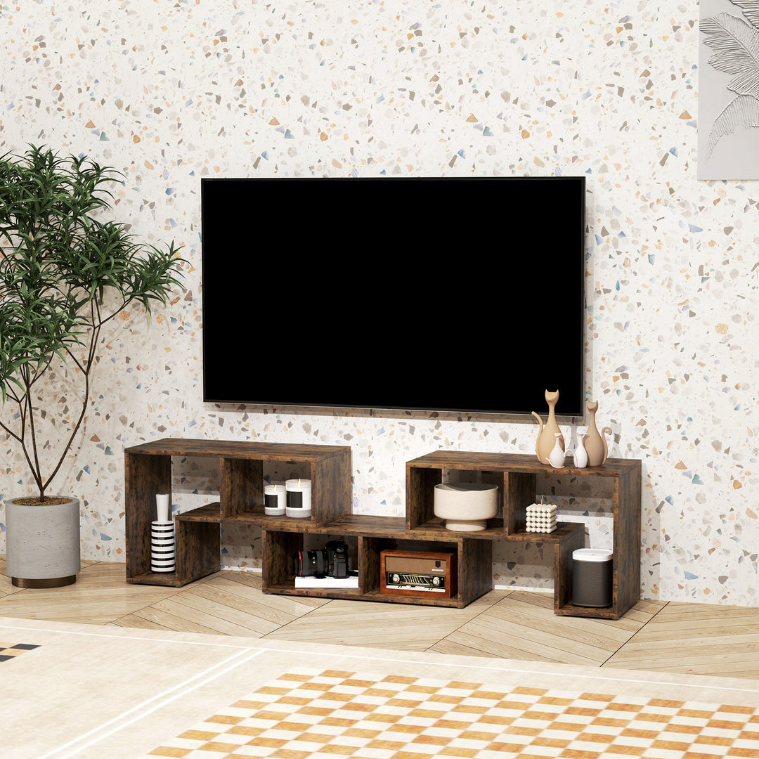 TV Stand for TVs up to 75 Inches, Free Combination TV Unit with Storage Shelves, Extendable Entertainment Centre for Living Room, Rustic Brown