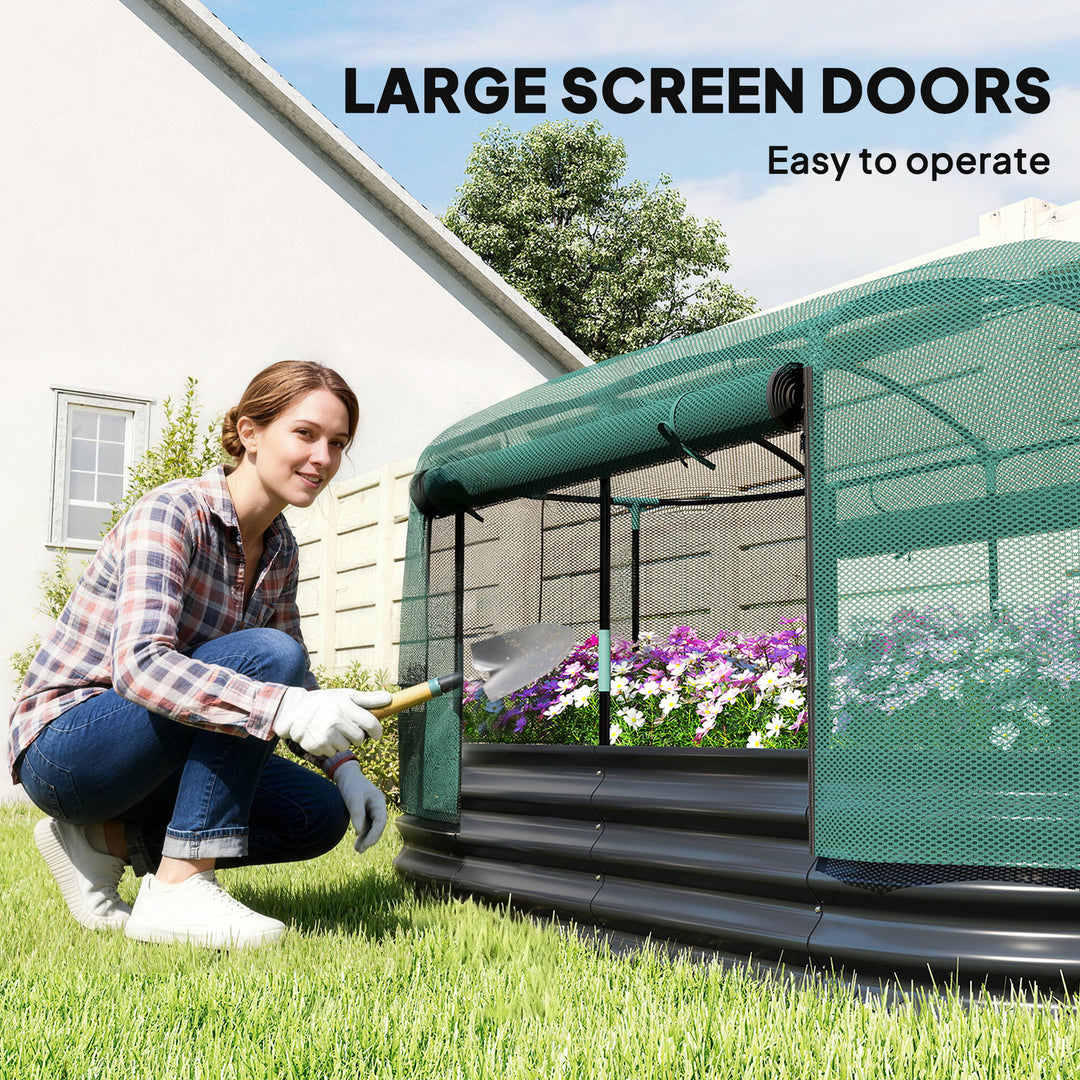 Galvanised Raised Garden Bed Kit with Self Watering System and Mesh Cover, Garden Boxes, 6x3Ft