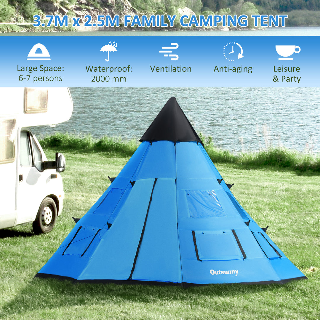MCL 6 Men Tipi Tent with Carry Bag - Blue