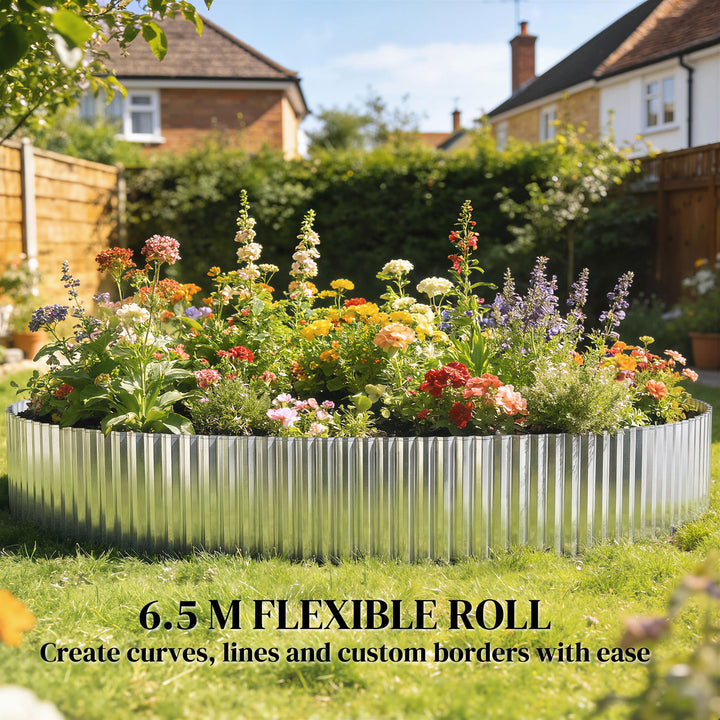 Metal Garden Edging Border, 8 in x 21.3 ft Corrugated Heavy Duty Galva