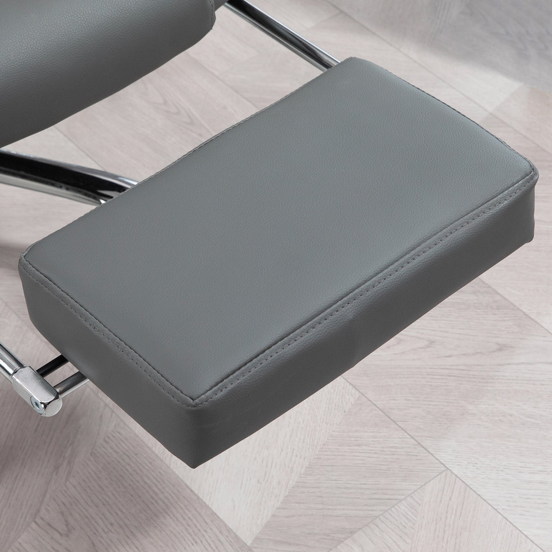 Executive Office Chair, Home Office Chair with Swivel Wheels, Reclining Backrest, Retractable Footrest, Grey