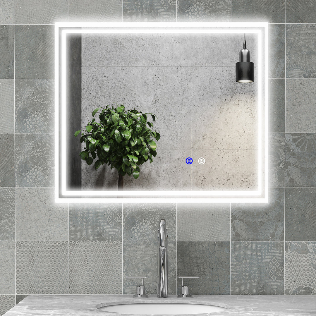 kleankin LED Bathroom Mirror: Illuminated Vanity Mirror with Touch Control, 3 Colour Modes, Anti-Fog Feature, 60x50cm, Silver | Aosom UK