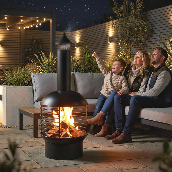 Chimney Fire Pit, Portable Wood Burning Firepit with Poker, Charcoal G