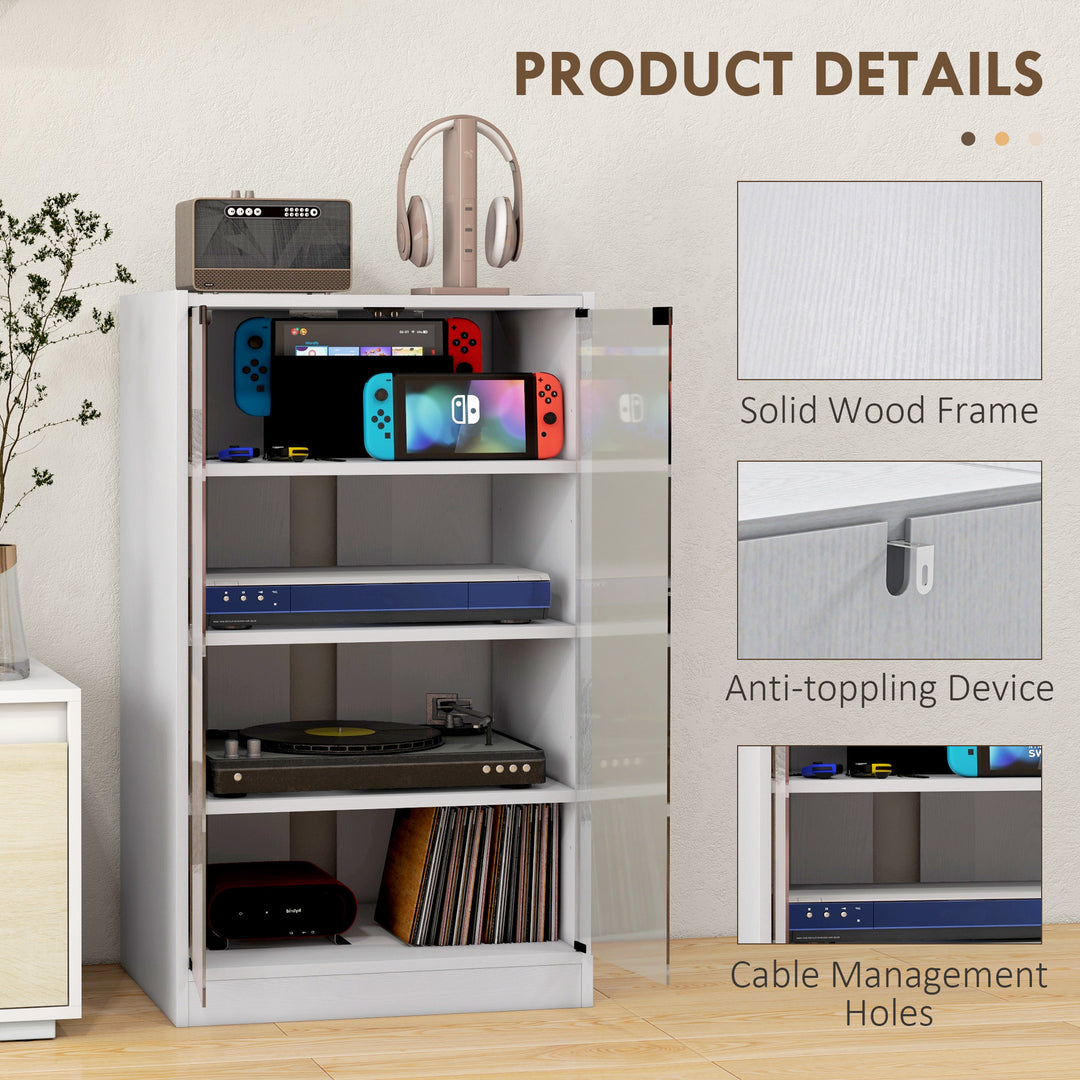 4-Tier Hi-Fi Stand, Record Player Stand with Adjustable Shelves and Pu