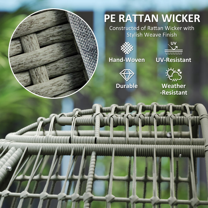 Rattan Egg Chair with Cushions and Pillows, Charcoal Grey