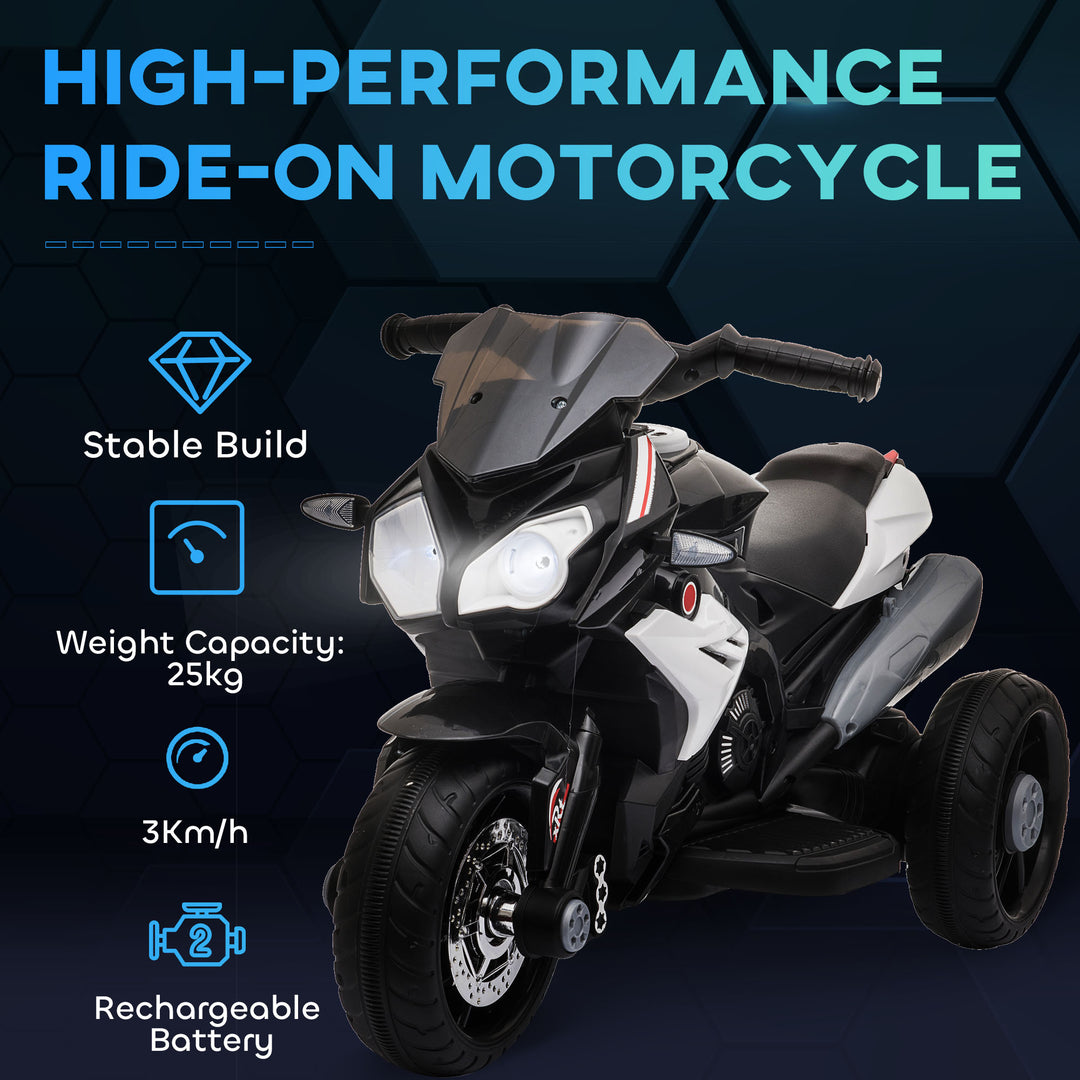 Kids Electric Motorcycle Ride-On Toy, with Three Wheels, Music, Horn, Lights