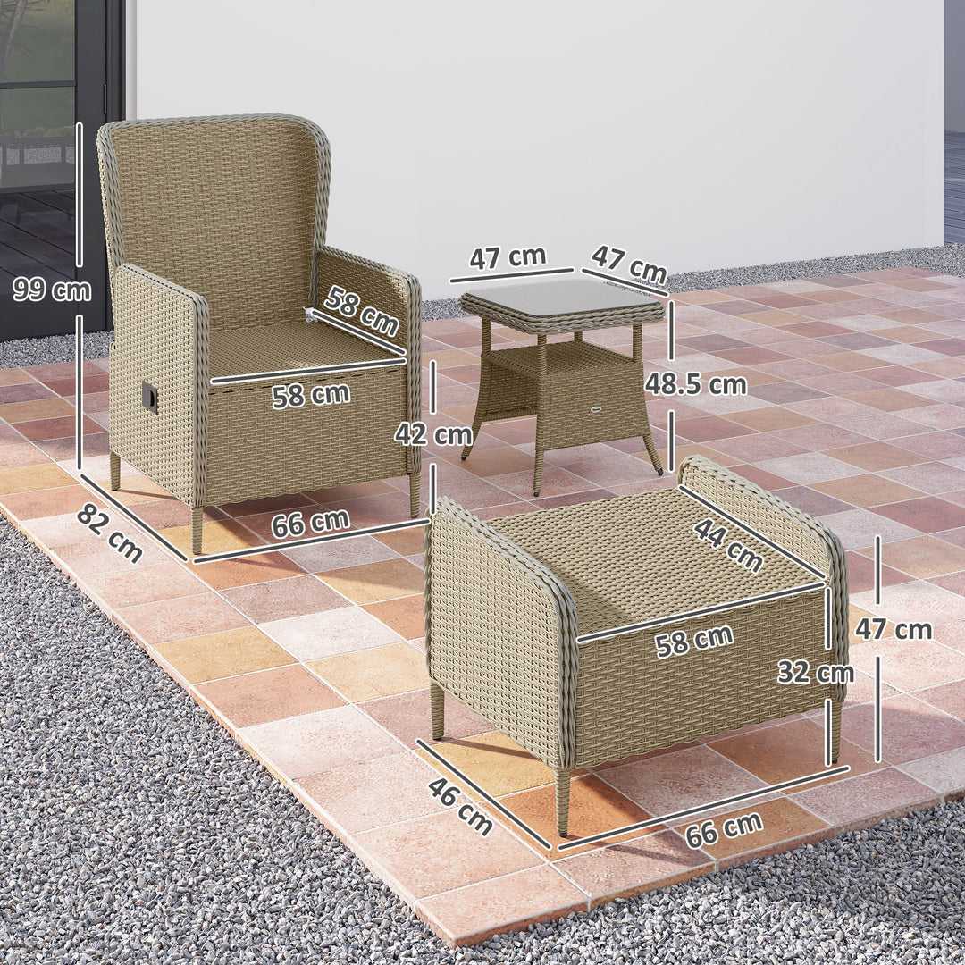 Five-Piece Reclining Rattan Chair Set - Light Grey