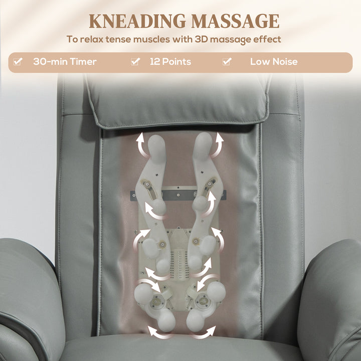 Recliner Armchair with 3D Kneading Massage, Breathable Leather Recliner Chair with Back Massager and Headrest, Electric Reclining Chair with Footrest, Remote, USB Port, Side Pockets for Home