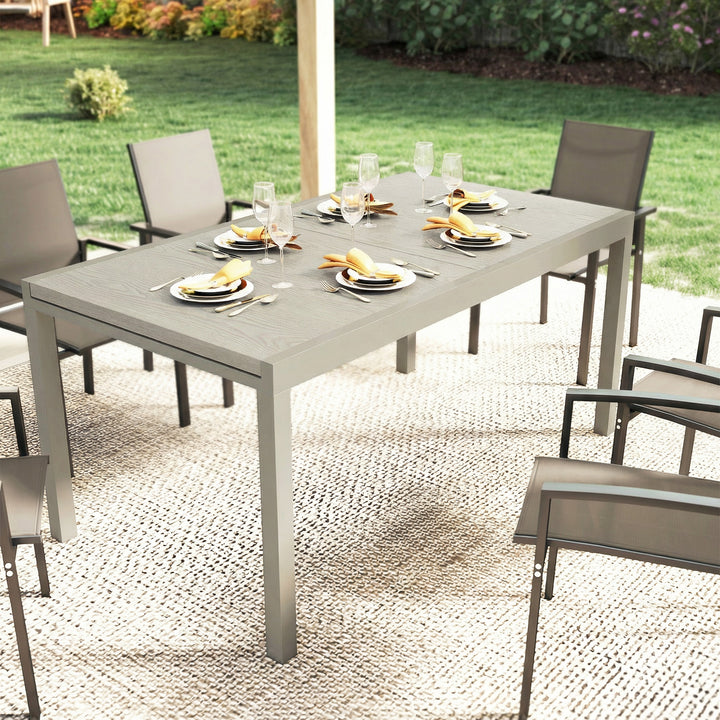 Extending Garden Table, Aluminium Outdoor Dining Table for 8-10 with W